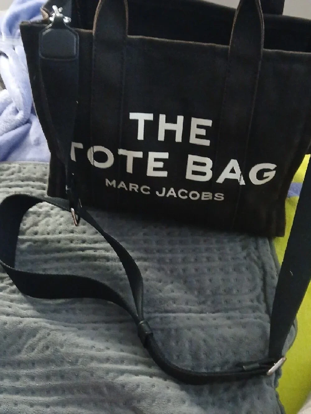 Marc Jacobs Black Canvas 'The Tote Bag' with White Logo